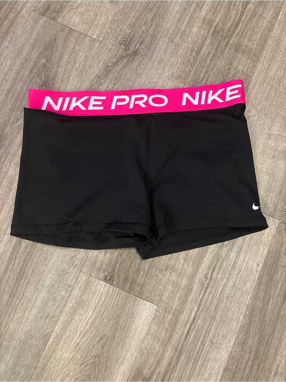 Nike Black Women's Bike Shorts with Pink Nike Pro Waistband